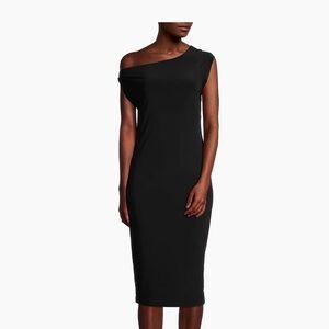 Norma Kamali Black One-Shoulder Midi Dress